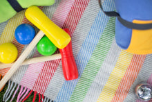 Load image into Gallery viewer, Stripe Herringbone Waterproof Polo Picnic Blanket -  Rainbow Grey
