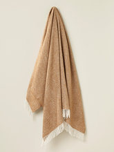 Load image into Gallery viewer, Herringbone Shetland Pure New Wool Throw - Camel
