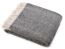 Load image into Gallery viewer, Herringbone Pure New Wool Throw - Charcoal/Silver
