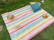Load image into Gallery viewer, Stripe Waterproof Eventer Picnic Blanket - Rainbow
