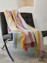 Load image into Gallery viewer, Stripe Pure New Wool Throw - Rainbow Grey
