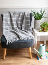 Load image into Gallery viewer, Windowpane Pure New Wool Throw - Grey
