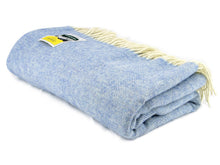 Load image into Gallery viewer, Herringbone Pure New Wool Blanket - Blue
