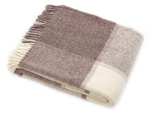 Load image into Gallery viewer, Block Check Pure New Wool Throw - Brown/Beige/Cream
