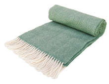 Load image into Gallery viewer, Herringbone Pure New Wool Throw - Sea Green
