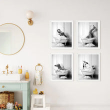 Load image into Gallery viewer, Modern Animal Bathroom Poster – Black &amp; White Canvas Wall Art Print
