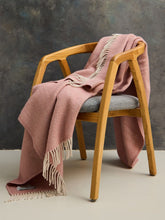 Load image into Gallery viewer, Herringbone Pure New Wool Throw - Dusky Pink/Pearl
