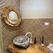 Load image into Gallery viewer, Natural Raffia Coastal Fringe Wall Round Mirror - Boho
