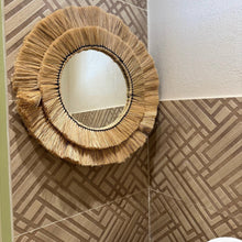 Load image into Gallery viewer, Natural Raffia Coastal Fringe Wall Round Mirror - Boho
