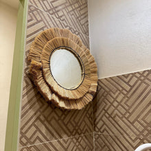 Load image into Gallery viewer, Natural Raffia Coastal Fringe Wall Round Mirror - Boho
