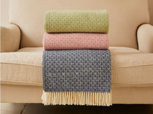 Load image into Gallery viewer, Isobel Crescent Pure New Wool Throw - Blue Slate
