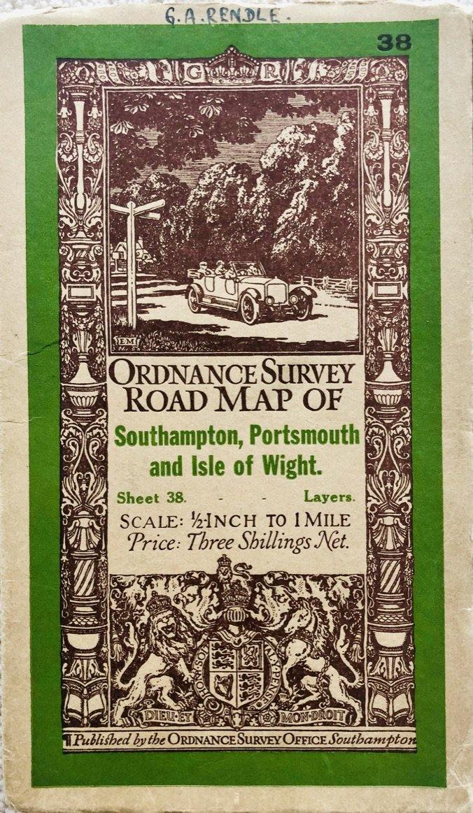 Ordnance Survey Isle of Wight, Southampton and Portsmouth, published and printed on cloth in 1929 - The Seaview Collection