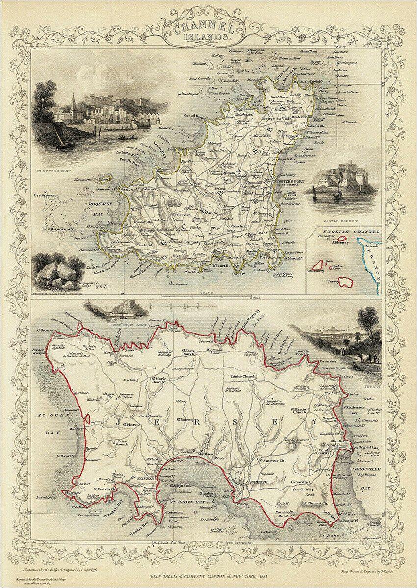 The Channel Islands, map by Tallis, c.1851 - The Seaview Collection