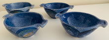 Load image into Gallery viewer, 4 Bright Blue Vintage half pint Soup Bowls from Joe Lester Island Pottery Studio 1953-1978
