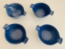 Load image into Gallery viewer, 4 Bright Blue Vintage half pint Soup Bowls from Joe Lester Island Pottery Studio 1953-1978
