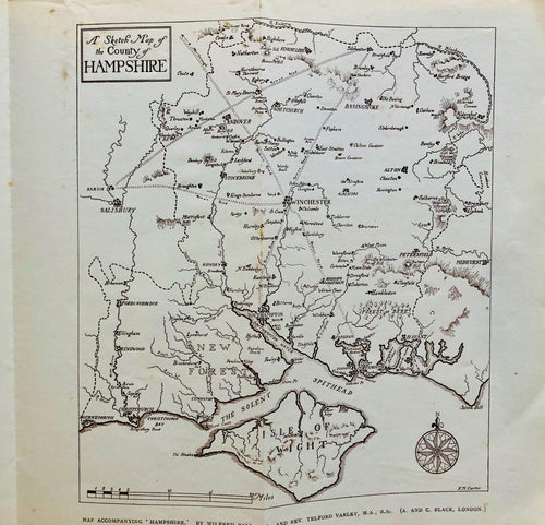 Vintage Map of Isle of Wight and Hampshire, 1909 - The Seaview Collection