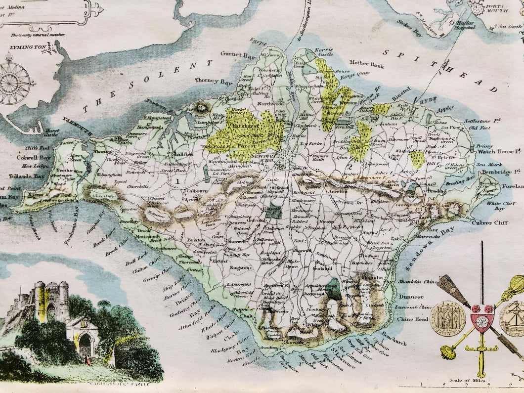 Antique Map of the Isle of Wight, by Thomas Moule c.1855