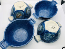 Load image into Gallery viewer, 4 Bright Blue Vintage half pint Soup Bowls from Joe Lester Island Pottery Studio 1953-1978
